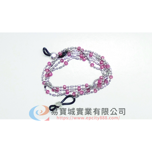 金屬彩珠鍊(淺桃紅)    |眼鏡鍊|金屬鍊