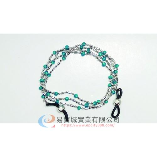金屬彩珠鍊(天藍)    |眼鏡鍊|金屬鍊